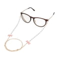 thumbnail image 2 of Unique Bargains 1 Pcs Mask Lanyard Eyeglasses Chain Bowknot Pearl Eyeglass Chain 27.56" Pink Gold Tone, 2 of 5