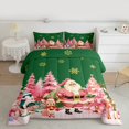 thumbnail image 2 of Manfei Pink Green Christmas Bedding Comforter Set for Child, Funny Santa Claus Twin Comforter Sets, Winter Snowman Penguin Reversible Bedding Set, Breathable Home Decor, 2pcs, 2 of 8