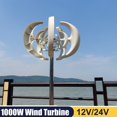 thumbnail image 2 of 1000W 12V/24V 5 Blades Wind Turbine Generator Lantern Vertical Axis Motor Kit For Home Hybrids Streetlight Use Electromagnetic ,Easy Installation, 2 of 5