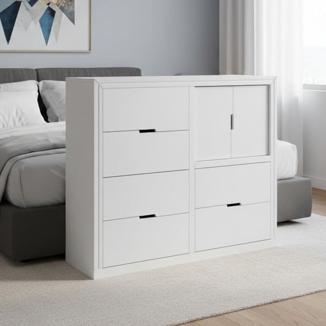 Cajonera Con 6 Cajones 2 puertas Mueble Organizador Cómoda Guardarropa Blanco Jade Reinicia 21 Muebles