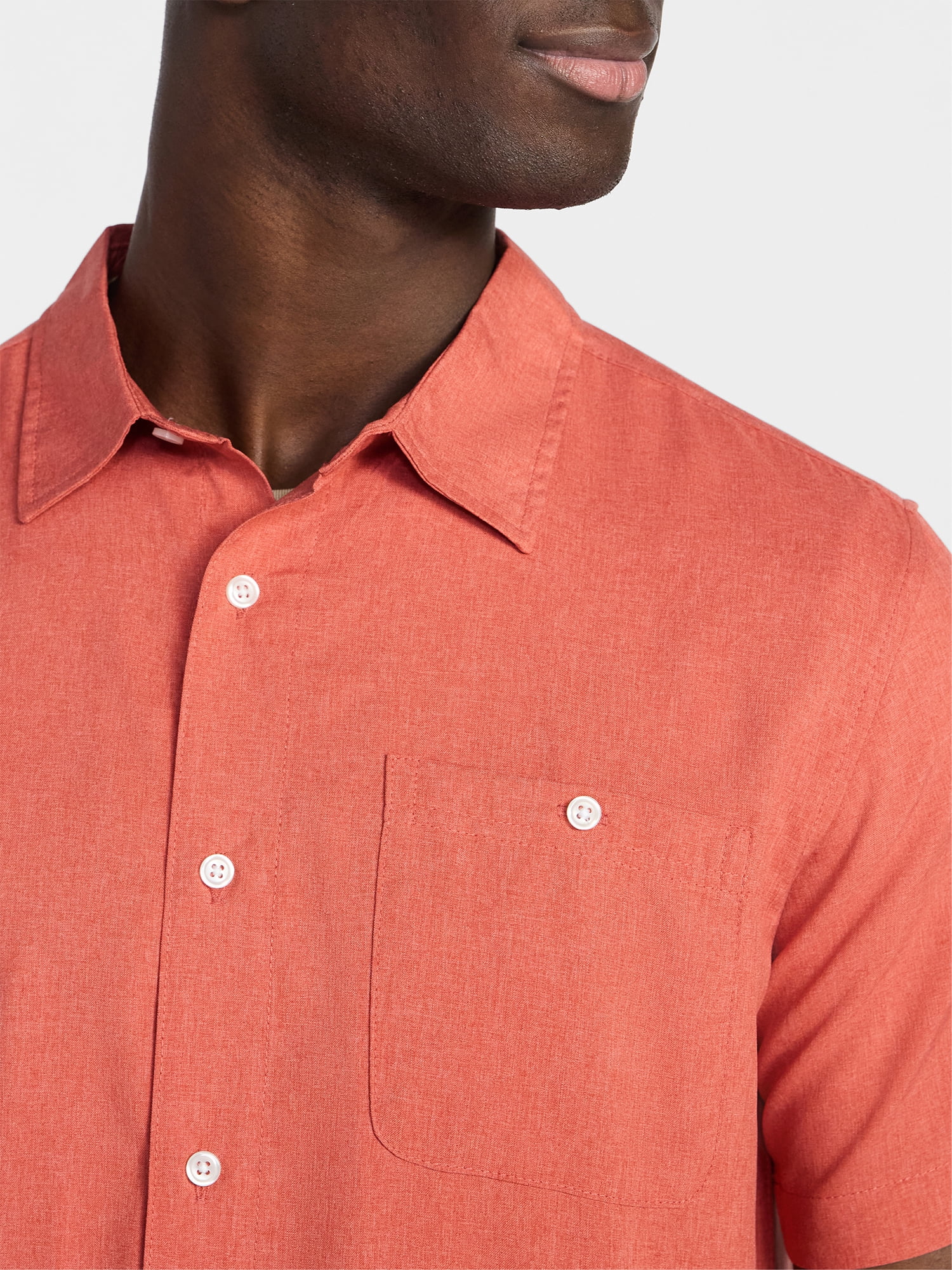 George Men's & Big Men's Regular Fit Microfiber Button-Up Shirt with Short Sleeves, Sizes XS-5XL