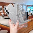 thumbnail image 4 of Magnetic Case for Samsung Galaxy S21 Ultra Luxury Plating Bling Gradient Glitter Cute Heart Cover Compatible with MagSafe Soft Shockproof Protective Clear Case for S21 Ultra 5g 6.8" (Blue), 4 of 9