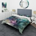 thumbnail image 1 of Designart "Marbled Symphony in Green and Purple" Abstract Marble Bedding Covert Set - Modern Green Abstract Bed Set With 1 Sham, 1 of 6