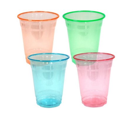 Party Source Assorted Neon Colors Disposable Plastic 12oz Pet Cups 40 Count