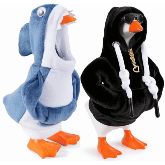 Olexman 7-inch Desk Goose Outfit, 4-Piece Mini Goose Clothing Accessories for Magnetic Goose Statue, Cute Desktop Clothes Set Party Decor