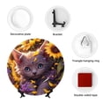 thumbnail image 4 of Daiia Sunshine Cute Cat Sunflower Printed Pattern Ceramic Plate Dinner Plates Bone China Decorative Plates with Display Stand Art Ceramic Ornaments for Wall Hanging Decoration-7in, 4 of 6