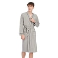 thumbnail image 1 of MintLimit Men's Robe Soft Kimono Full Length Knit Bath Robe Mens Long Sleeve Lightweight Nightgown Solid Color Bathrobe Sets with Pockets Gray L, 1 of 2