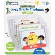 Learning Resources Skill Builders! First Grade Flipbook Library - 3 Pieces, Ages 6+, First Grade Learning Activities, Math and Spelling Activities for Kids, Montessori Activities, Back to School