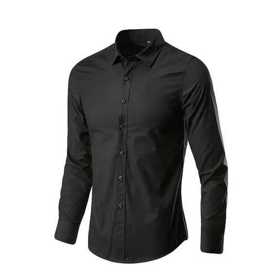 Men's Dress Shirts Solid Long Sleeve Stretch -Free Formal Shirt Business Casual Button Down Shirts