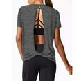 thumbnail image 2 of Womens Open Back Yoga Tops Short Sleeve Loose Fit Activewear Muscle Tops Workout, 2 of 3