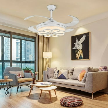 42" Modern Ceiling Fan Light Remote LED Chandelier Retractable Blades - 42" x 9.8"