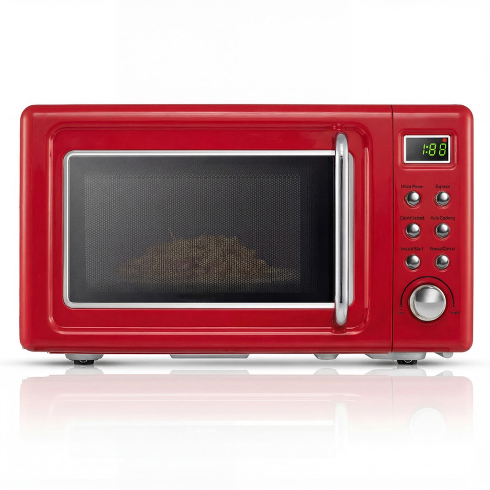 RUIE Retro Microwave Oven,700W 0.7 Cu.ft Countertop Microwave with 5 Power Levels and 8 Auto Cook Menus,LED Display,Child Lock,Compact Microwave for Apartment Dorm Office