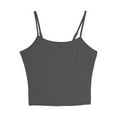 thumbnail image 3 of LNWUY 2 Pack Camisole for Women Plus Size Solid Round Neck Camisole Basic Undershirt Spaghetti Strap Cami Tank Top Gray S, 3 of 7