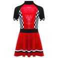 thumbnail image 3 of iiniim Enfants Filles Costumes de Course Pilote Cosplay Halloween Robe de Fête Paillettes Brillantes Robe de Danse Rouge 10, 3 of 5