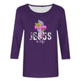 thumbnail image 4 of EGNMCR Easter Chemise Imprimée T-Shirts Graphiques pour Femmes Mode Féminine Easter Jour Fleur Oreilles de Lapin Imprimé T-shirt Manches 3/4 Blouse Col Rond Hauts Décontractés T-shirt pour Femmes, 4 of 4