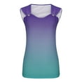 thumbnail image 2 of Women's Tank Top Casual V Neck Cotton Camisole Gradient Color Printing Wide Straps Sleeveless T-Shirts Blouses Women Loose Summer Vests Tops, 2 of 4