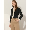 thumbnail image 2 of Blusa Allegra K Tops De Color De Contraste Frontal Plisado Cuello Dividido Mujer Negro XL, 2 of 5