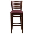 thumbnail image 6 of Flash Furniture 2 Pk. Darby Series Slat Back Walnut Wood Restaurant Barstool - Burgundy Vinyl Seat, 6 of 7