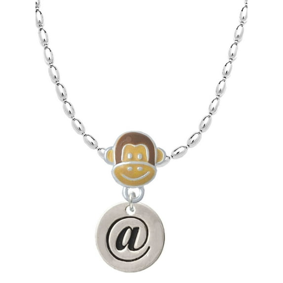 Delight Jewelry Silvertone Disc 1/2'' - Symbol - At Sign - @ - Mia Monkey Charm Necklace