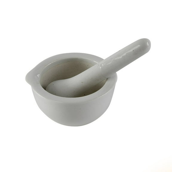 RENACLIPY Ceramic Mortar and Pestle Set Beige 1Set for Laboratory Use