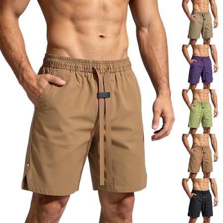 Mens Hiking Shorts Knee Length Lightweight Quick Dry Elastic Waist Work Sports Golf Short with Pockets for Casual Fishing Big and Tall Size M-5XL Purple