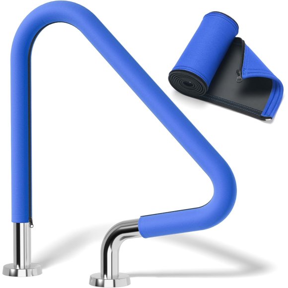 4 Pieds Couvertures de Main Courante de Piscine, Couverture de Rampe de Patio 48 Po avec Fermeture Éclair, Manchon pour Échelle de Piscine Creusée, Rail de Main Antidérapant Résistant à la Chaleur, Bleu