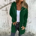 thumbnail image 2 of UYISJ Women's Wool Blend Winter Coat with Pockets Mid Long Open Front Warm Jacket Coat Lapel Collar Thick Wool Pea Coats Green 3XL, 2 of 8