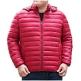 thumbnail image 2 of Lenago Quilted Jackets For Men Hooded Lightweight Packable Puffer Winter Jacket Warm Thermal Solid Insulated Puffy Coat For Snow Ski Hiking Travel Winter Fashion Outerwear, 2 of 6