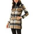 thumbnail image 4 of INSPIRE CHIC Women's Plaid Winter Faux Fur Collar Outerwear Long Coat, 4 of 7