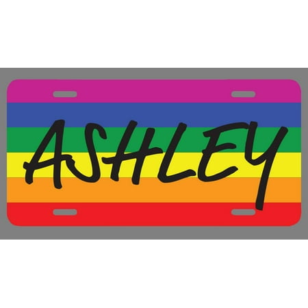 Ashley Name Pride Flag Style License Plate Tag Vanity Novelty Metal | UV Printed Metal | 6-Inches By 12-Inches | Car Truck RV Trailer Wall Shop Man Cave |