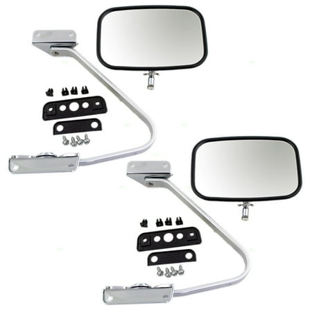 Ford F350 Sd Truck Mirror Pair of Manual Side View Chrome Mirrors with Metal Housing Replacement for Ford Pickup Truck SUV EOTZ17682D ()