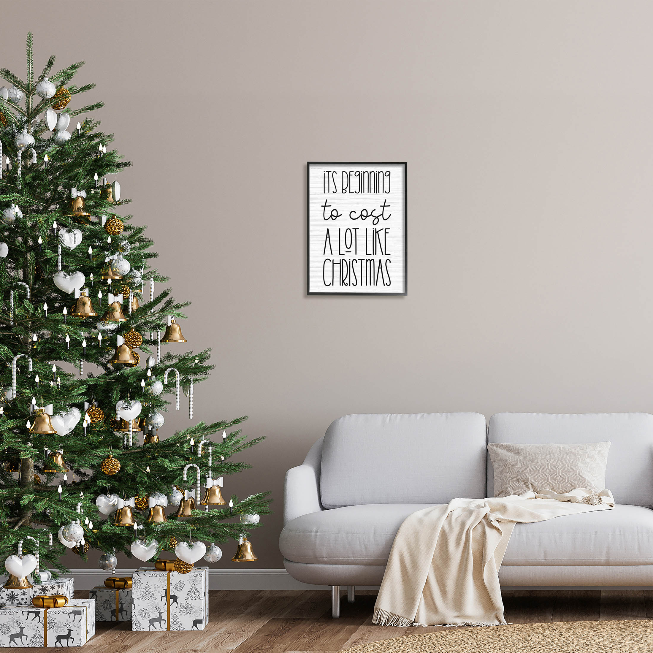 Beginning To Cost Like Christmas Humor Holiday Graphic Art Black Framed Art Print Wall Art