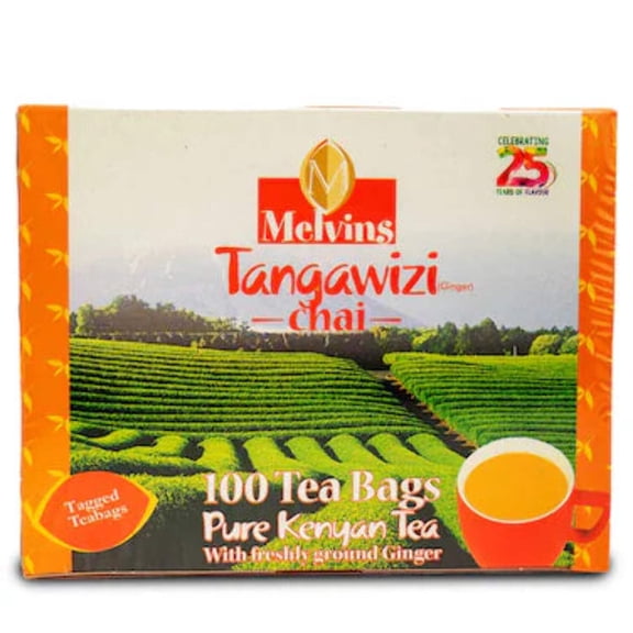 Melvins Tangawizi (Ginger) Chai - 100 Tea Bags, Pure Kenyan Ginger Tea