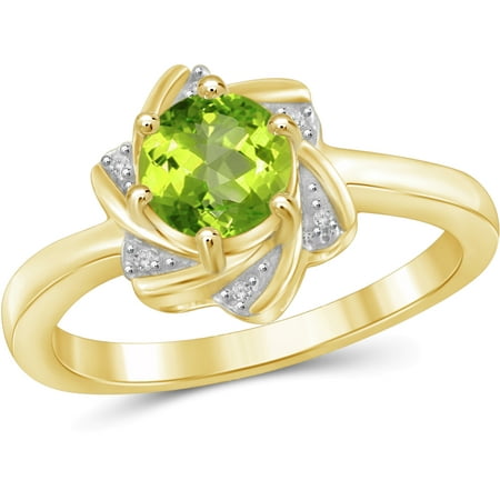 JewelersClub 3/4 Carat T.G.W. Peridot And White Diamond Accent 14kt Gold Over Silver Ring
