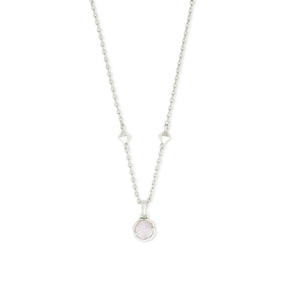 Kendra Scott Nola Pendant Necklace for Women, Fashion Jewelry, Rhodium-Plated, Iridescent Drusy