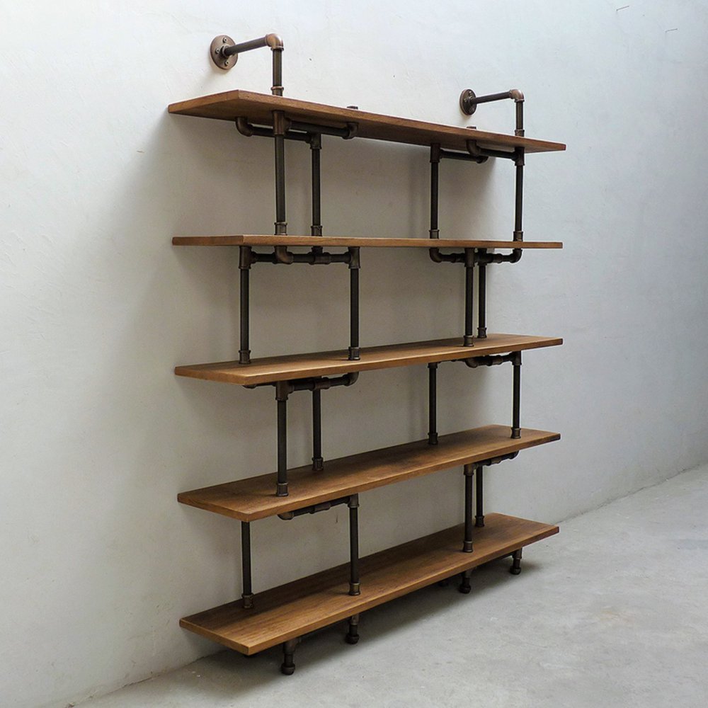 Eugene Modern Industrial 64inch wide Large Storage 5shelf Pipe