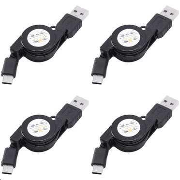 4X USB Type C USB 3.1 Retractable Cable Charger Charging Type-C USB-C Cable Black