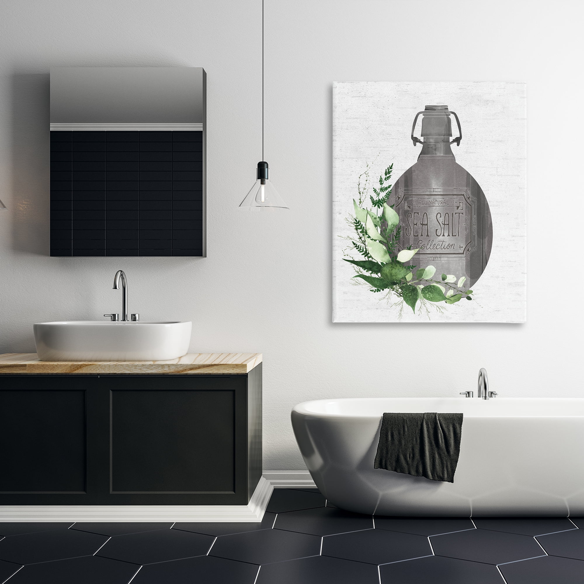 Vintage Bottle with Bathroom Herbs Canvas Wall Art, design by Lettered and Lined
