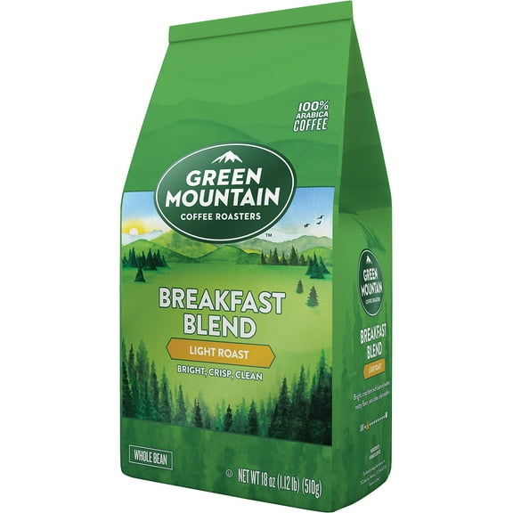 Green Mountain CoffeeĀ® Whole Bean Coffee, Breakfast Blend, 18 Oz Per Bag