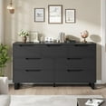thumbnail image 3 of 7 Dresser for Bedroom, 55" Wide Dresser, Freestanding Horizontal Drawer with Storage, Wooden Closet Chest Storage for Living Room, Hallway, Entryway, Black, 3 of 7