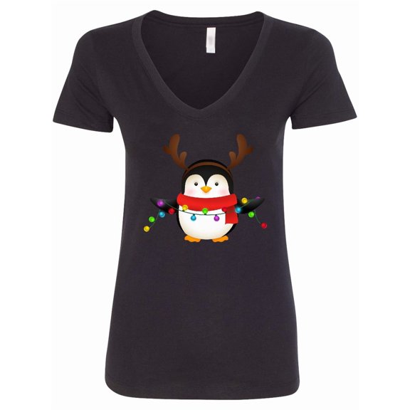 Inktastic Penguin Xmas Women's V-Neck T-Shirt