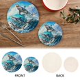 thumbnail image 4 of Three Sharks with Waves Pot Holders Set Trivets Hot Pads Cotton Mats for Cooking, 4 of 7