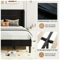 thumbnail image 4 of Amolife Queen Size Platform Bed Frame with Velvet Upholstered Wingback Headboard, No Box Spring Needed, Black, 4 of 9