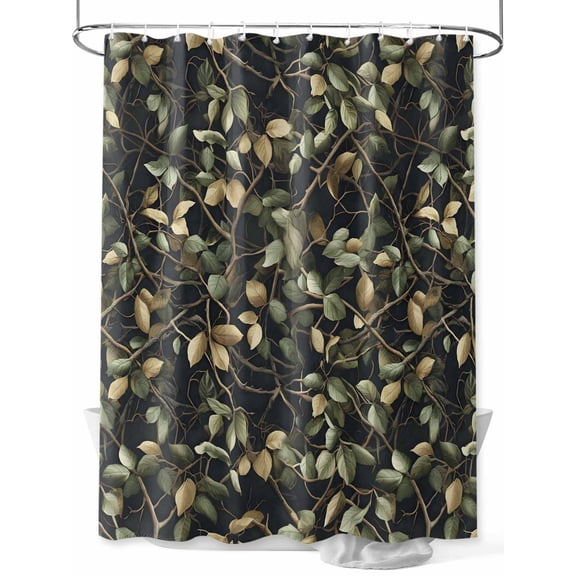 Fsddascl Green Leaves Branches Shower Curtain Set - 36" x 78" Washable Bathtub Curtain with 12 Hooks, Farmhouse Vintage Botanical Waterproof Fabric Stall Shower Curtains for Bathroom/Bathtub Décor