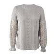 thumbnail image 4 of DailyTrove Women's Distressed Cable Knit Sweater, Long Sleeve, Casual Street & Festival Wear, Soft Wool Blend, Plus Size Friendly, 4 of 6