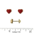 thumbnail image 2 of 18K Solid Yellow Gold Red Enamel Heart Covered Screwback Earrings, 2 of 3