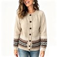 thumbnail image 3 of JUUNthy Womens Cardigan Sweater, Long Sleeve Button Down Vintage Pattern 2026 Fashion Casual Knit Outerwear Navy Blue M, 3 of 14
