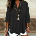 thumbnail image 2 of JSheng Women's Long Sleeve Shirts Fashion Solid Color Casual V-Neck Loose Comfortable Softl T-shirt Blouse Black XXL, 2 of 5