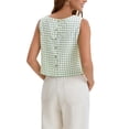 thumbnail image 3 of INSPIRE CHIC Womens Summer Cropped Tank Tops Gingham Top Button Back Casual Sleeveless Blouses Shirts M Green, 3 of 5