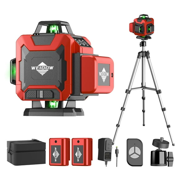 Nivel láser WEIDDW, 16 líneas, autonivelante, 4x360°, con trípode